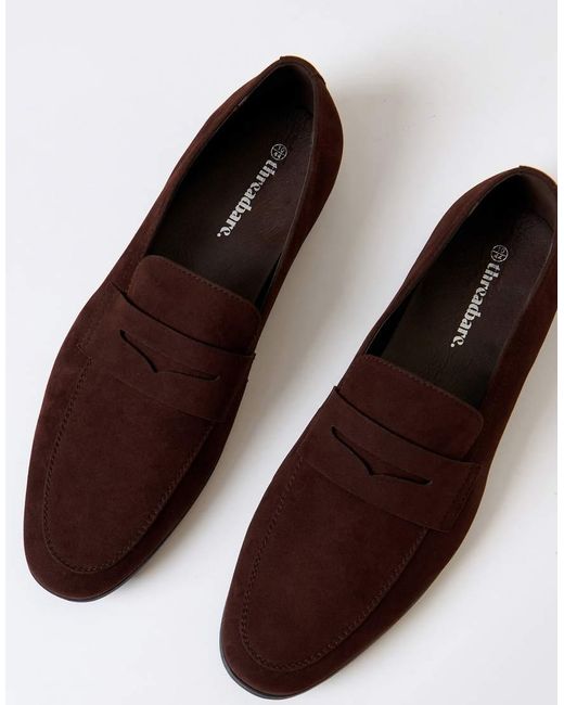 Threadbare Brown Faux Suede Penny Loafers for men