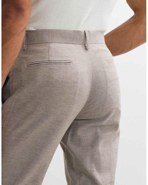 ASOS White Linen Rich Slim Tailored Trousers for men