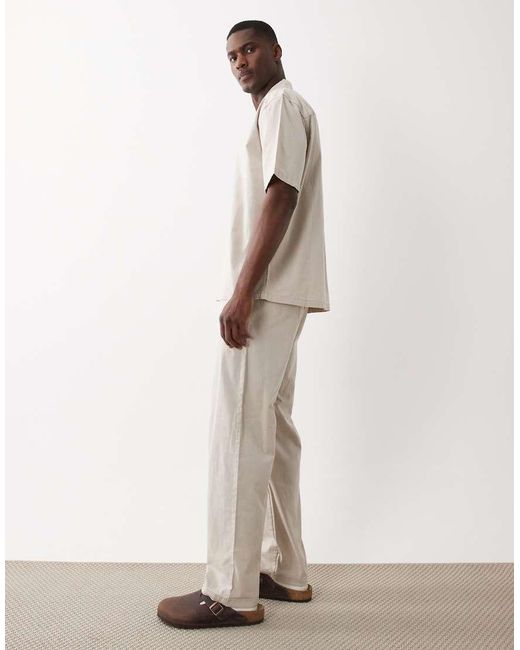 Only & Sons White Linen Look Loose Fit Trousers Co-ord for men