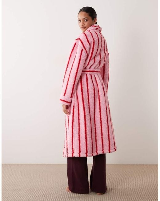 Threadbare Red Striped Dressing Gown With Hood