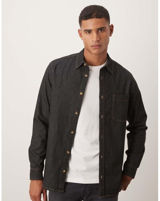 ASOS Black Denim Overshirt for men