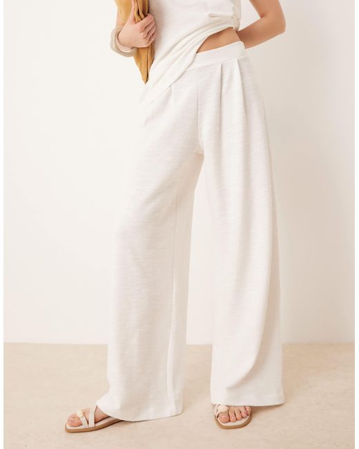 ASOS Natural Pleat Front Wide Leg Trouser