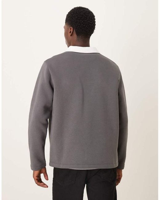 ASOS Gray Polo Neck Sweatshirt With Contrast Collar for men
