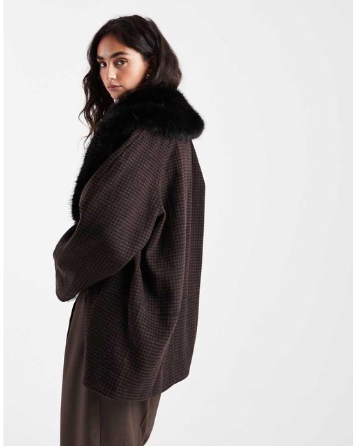 ASOS Black Wool Blend Oversized Pea Coat With Faux Fur Collar