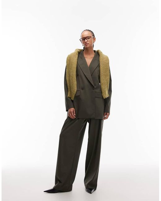 ASOS Black Power Shoulder Double Breasted Suit Blazer