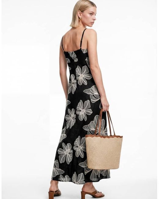 Lovedrobe White Floral Embroidery Trapeze Midaxi Dress