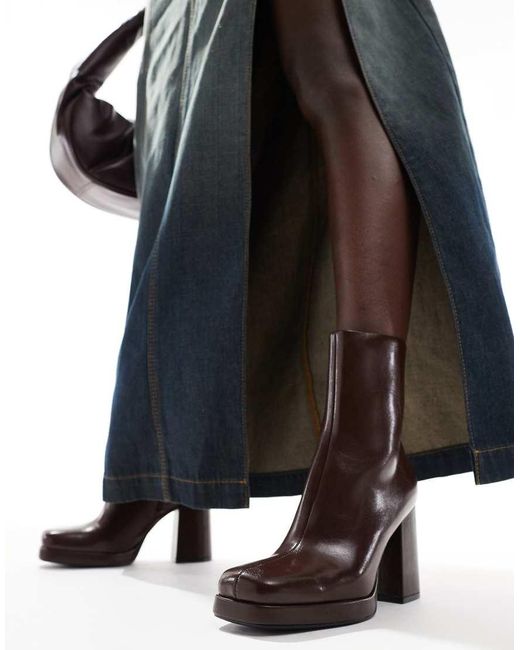 Bershka Black Platform Heeled Ankle Boots