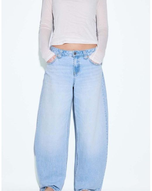 Stradivarius Blue D80 Barrel Fit Jeans
