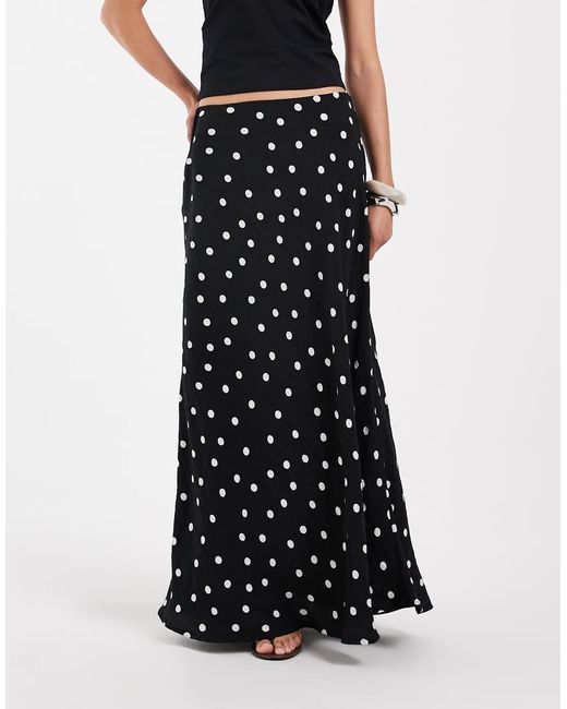 Pieces Black Satin Maxi Skirt