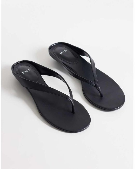 Mango Blue 100% Leather Low Heeled Sandal