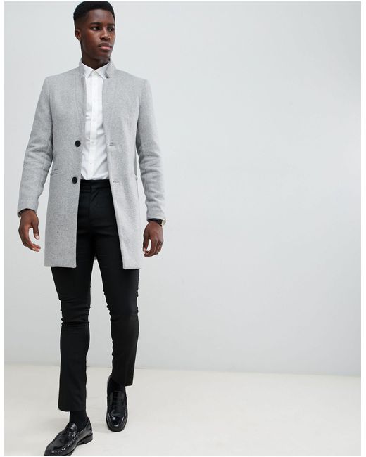 Mens overcoat with stand up collar cheap