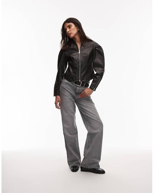 AllSaints Black Rayna Lamb's Leather Biker Jacket
