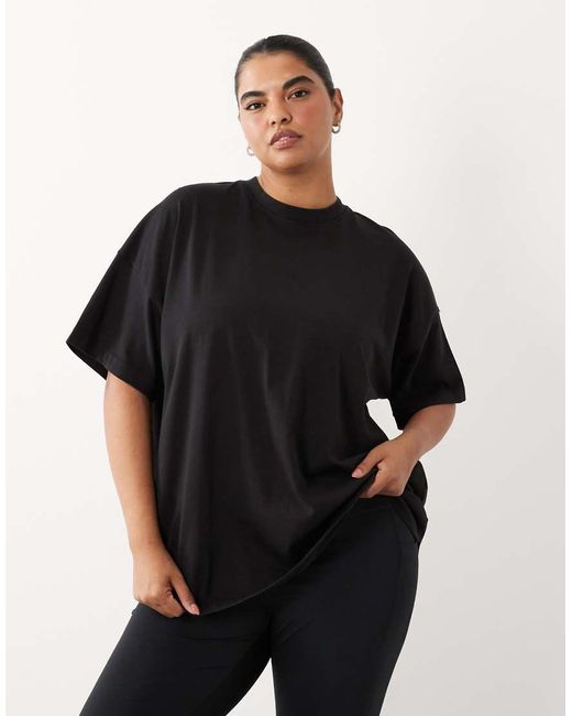 4505 Black Curve Icon Heavyweight Cotton Oversized T-Shirt With Quick Dry Finish