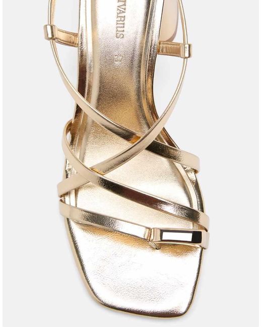 Stradivarius Natural Heeled Multi-strap Sandals With Detail