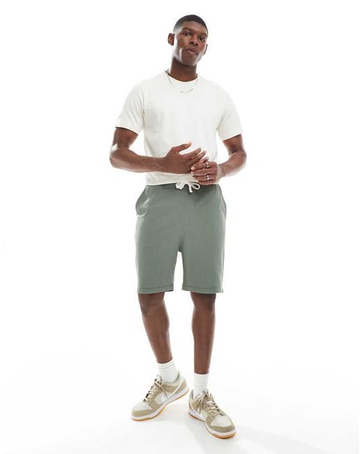 Pantalones Cortos Caquis Extragrande De Punto Gofrado De -Verde ASOS de hombre de color Gray
