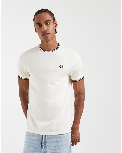 Fred Perry White Twin Tipped T-Shirt for men