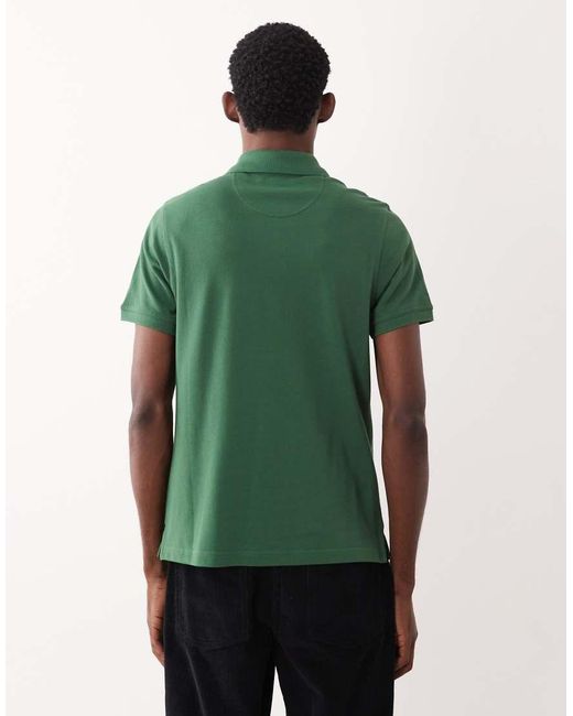 Barbour Green Short Sleeve Tartan Pique Logo Polo Shirt for men