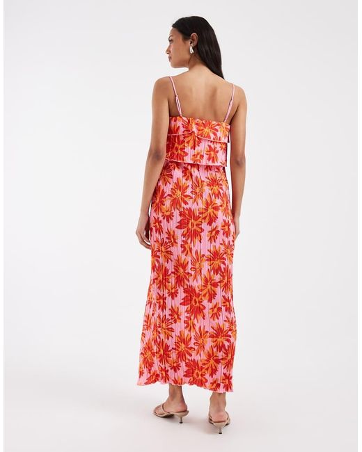 Pieces Plisse Cami Dress With Tiered Ruffle Top Detail