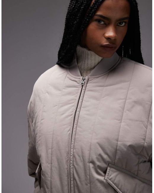 & Other Stories Gray Quilted Cotton Bomber Jacket