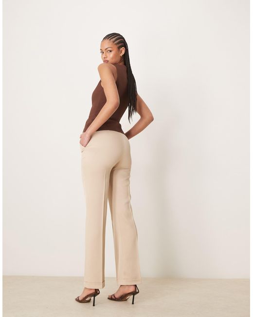 ASOS Natural Tall Tailored Slim Straight Pants With Belt