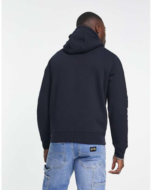 Tommy Hilfiger Blue Embroidered Flag Logo Hoodie for men