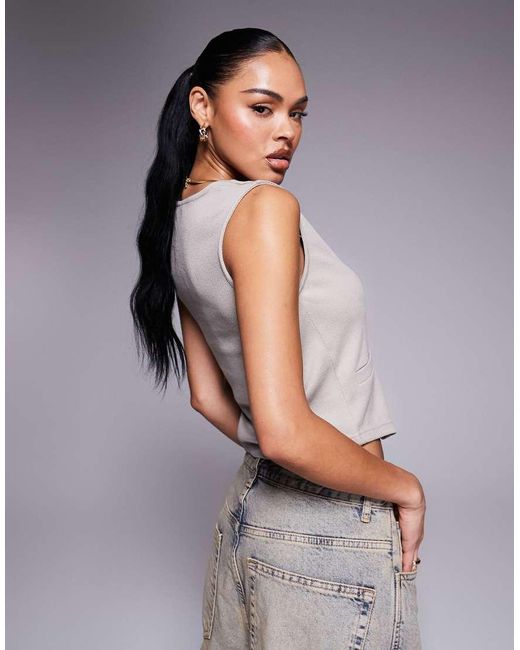 ASOS Gray Asymmetric Waistcoat Top
