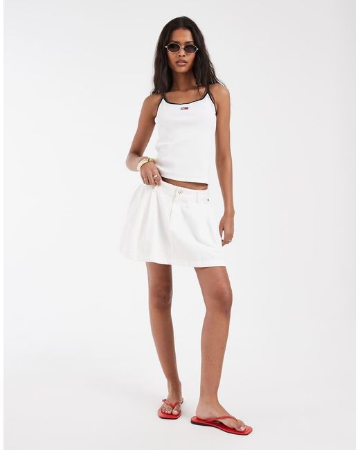 Tommy Hilfiger White Pleated Twill Mini Skirt