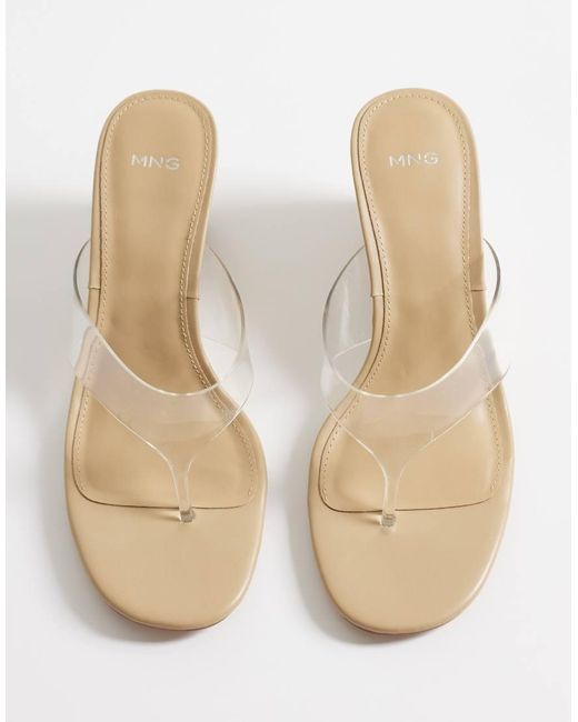 Mango White Clear Heeled Wedges