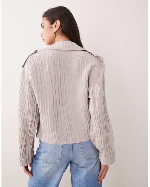 ASOS Natural Double Breasted Drapey Top