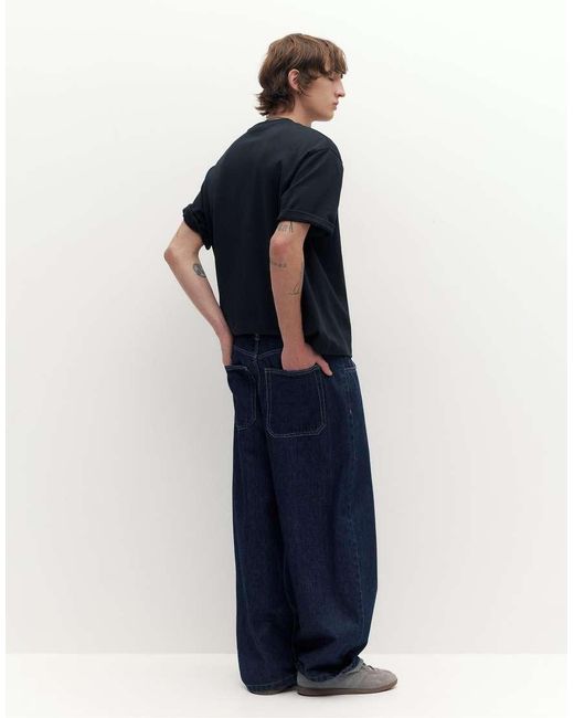 Pull&Bear Blue Boxy Oversized Interlock T-shirt for men