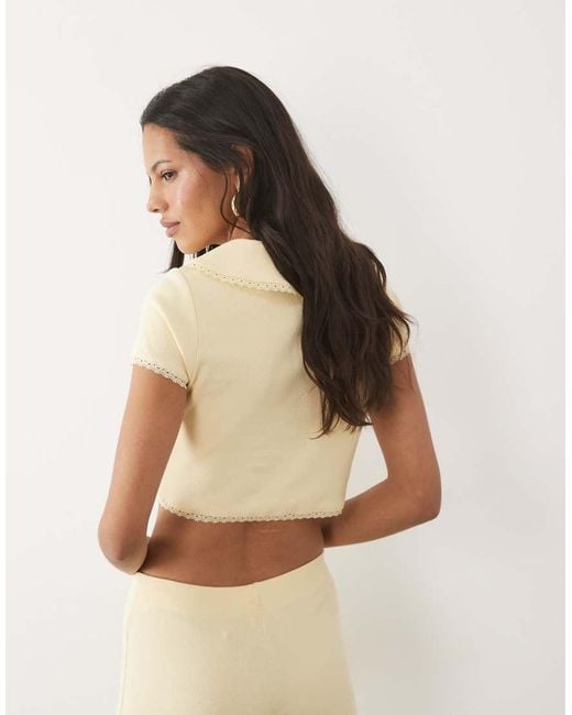 Miss Selfridge Natural Short Sleeve Button Through Collared Top Co-ord
