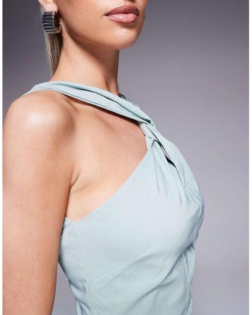 Vesper Blue Cross Neck Midaxi Dress With Thigh Split