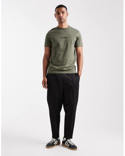 Fred Perry Green Embroidered T-shirt for men