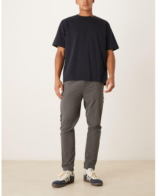 Brave Soul Gray Straight Leg Elasticated Waist Trousers for men