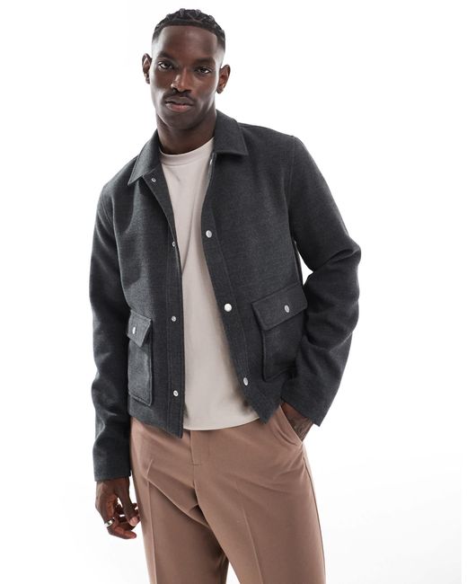 Blouson harrington court aspect laine ASOS pour homme en coloris Gris Lyst