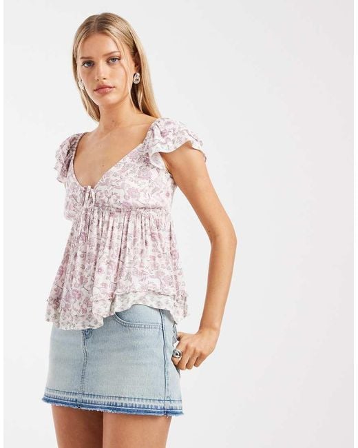 Hollister White Handkerchief Boho Babydoll Top
