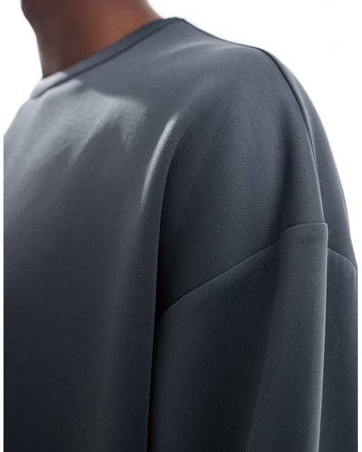 ASOS Blue Extreme Oversized Scuba Sweatshirt With Hem Detail for men