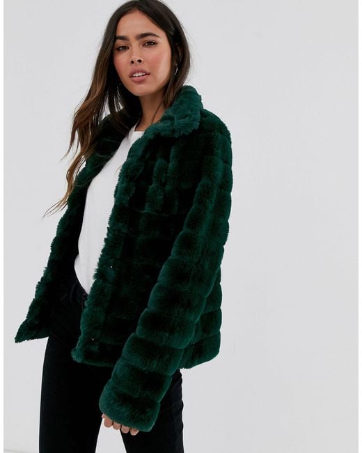 Vila Green Faux Fur Jacket