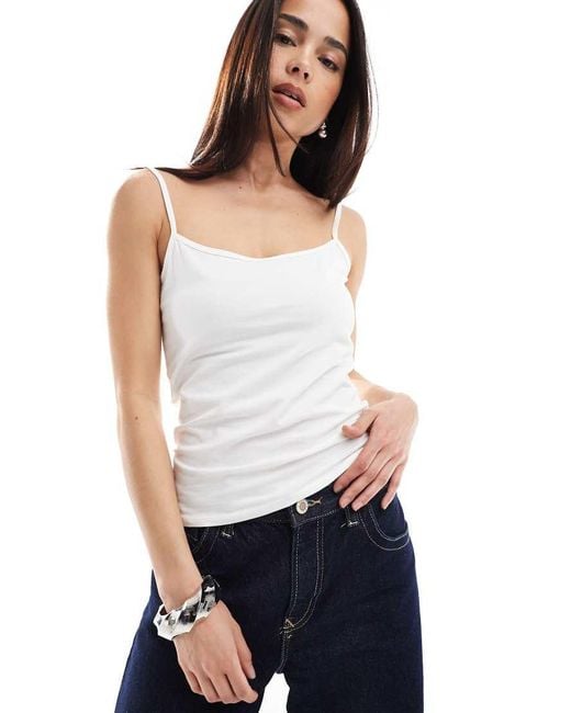 Monki White Strappy Tank Top