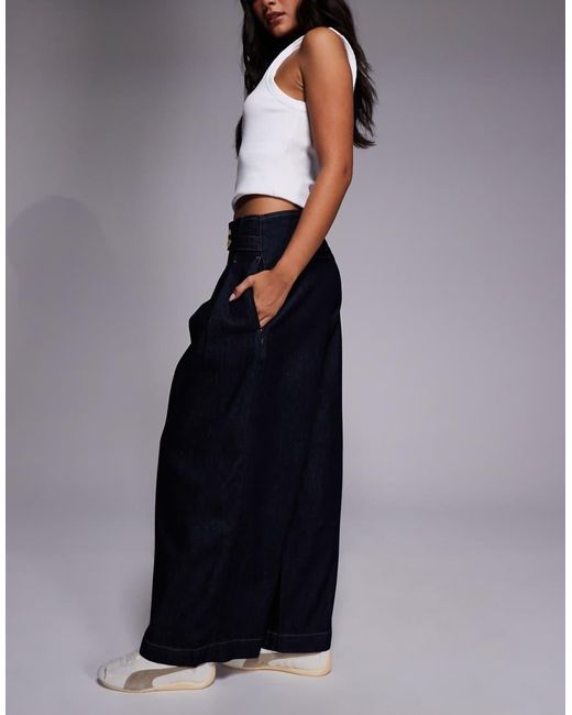 River Island Blue Tailored Wide Leg Jeans