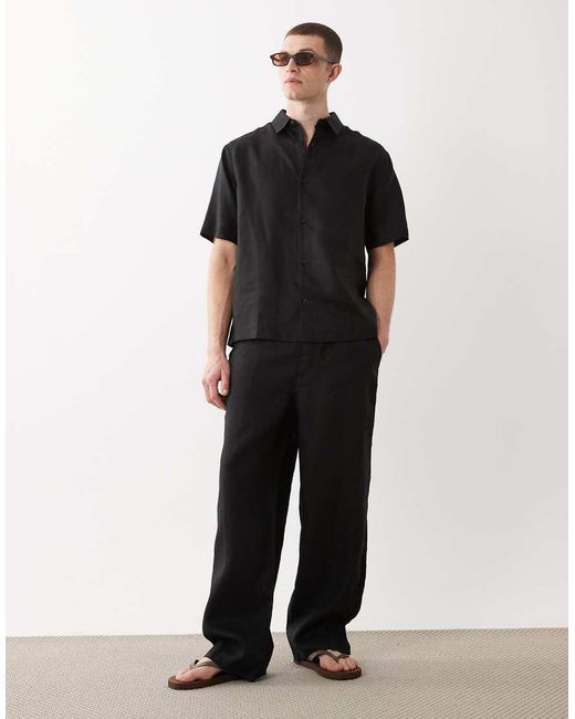 ASOS Black 100% Linen Relaxed Shirt for men