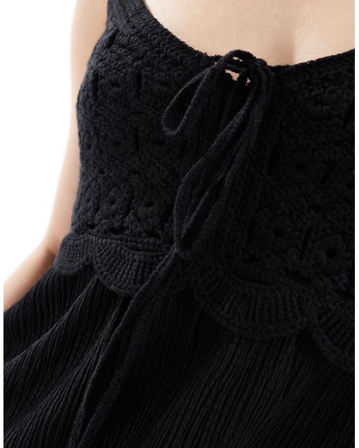 Stradivarius Black Crochet Detail Cami Top