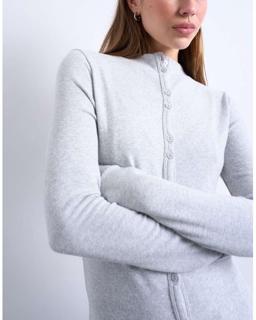 TOPSHOP White Button Down Long Sleeve Cardigan Top