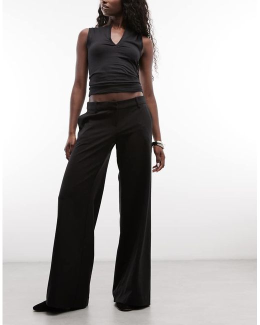 Monki Black Wide Leg Crochet Trouser