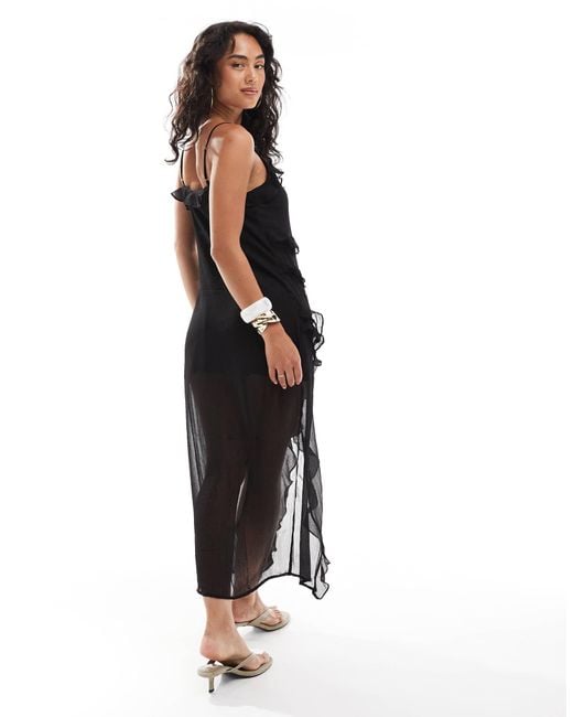 ONLY Black Ruffle Layer Midaxi Dress