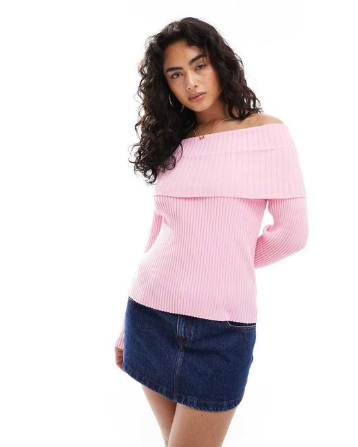 Glamorous Pink Bardot Knit Top