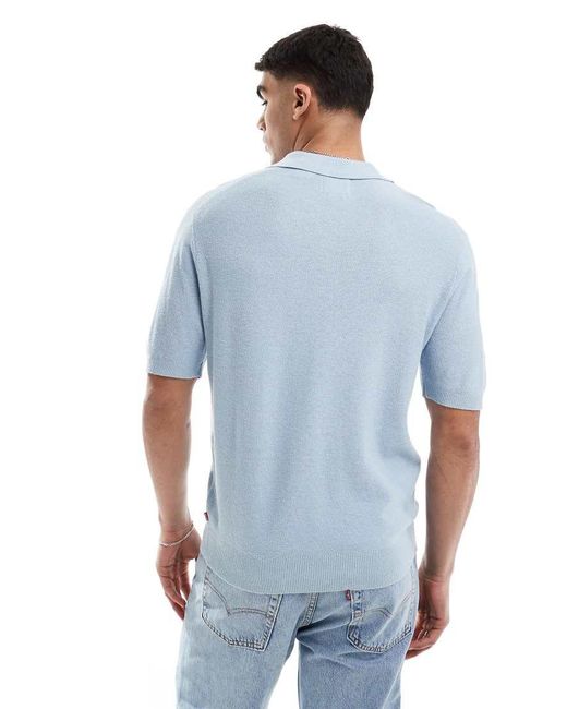 Levi's Gebreide Polo Van Katoen En Linnenmix Met Stiksels in het Blue voor heren