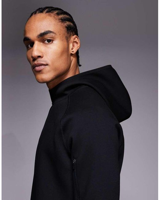 4505 Black Performanceoverhead Running Hoodie With Zip Pockets for men