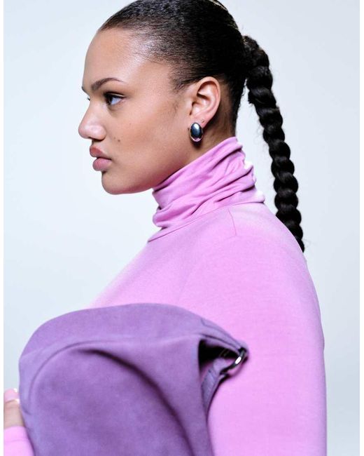 ASOS Pink Asos Design Curve Peached Feel Roll Neck Second Skin Top