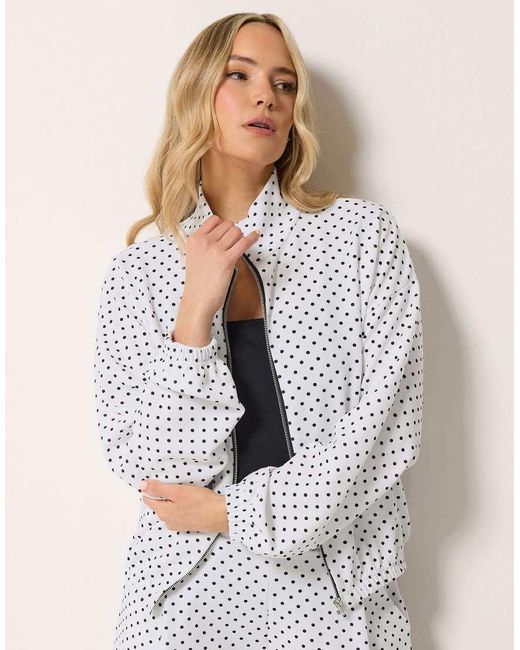 Long Tall Sally Gray Polka Dot Funnel Neck Jacket
